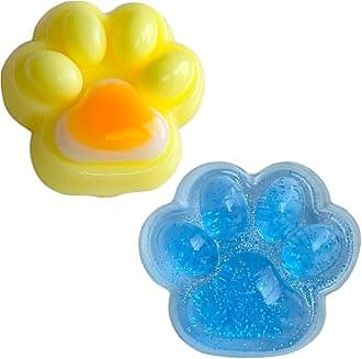 2PCS Taba Squishy，Cat paw，Very Sticky and Soft Squishy，Various Styles taba Squishy paw，with Cartoon Box，Surprise Gift for Kids and Adults. (Egg＆Blue)