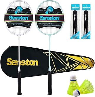 - Senston Badminton Rackets Set of 2 with Full Kit | Graphite Shaft Lightweight Rackets (2U 90g), 2 Nylon Shuttlecocks, 2 Non-Slip Grips & Carry Bag | Beginner Tennis Badminton Combo for Family