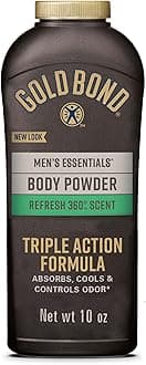 Men's Essentials Talc Free Body Powder, 10 oz., Refresh 360 Scent, Body Powder for Men, Wetness Protection