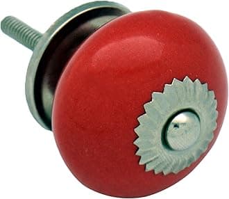 Nicola Spring Ceramic Cupboard Drawer Handle Knob - Red