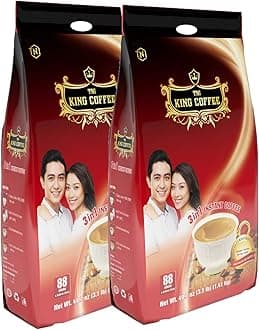 King Coffee Instant Coffee 3in1 Sugar, Non-dairy creamer & Coffee Mix Bag 88 sticks x 16g Vietnamese Coffee - Pack of 2
