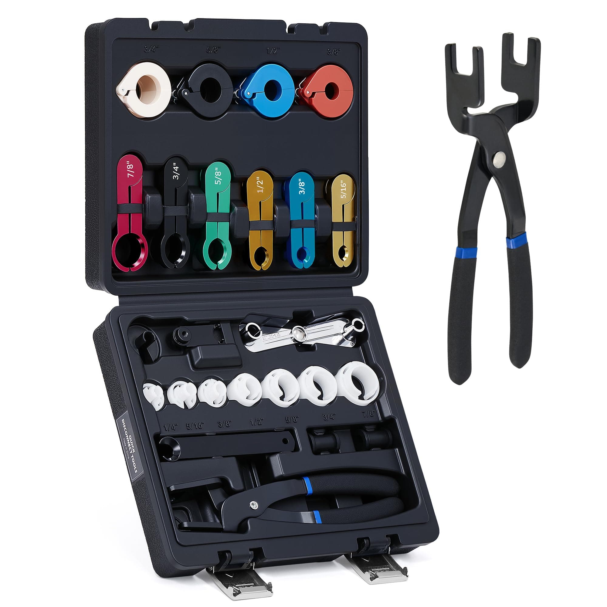 26pc Fuel Line Disconnect Tool Set, Master Quick Disconnect Tool Kit with Fuel and AC Disconnect Pliers, Fuel Line Removal Tool Set for AC Fuel & Transmission Systems, Black