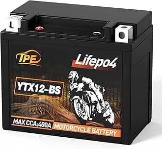 Motorbike Batteries Lithium YTX12-BS, 400A Lithium LiFePO4 Motorcycle Battery, 12V 8Ah with BMS 4000+Life Cycles ATV, UTV, Jet Ski, Quad, Riding Lawn Mower, Tractor, Scooter, PWC,Generator Battery