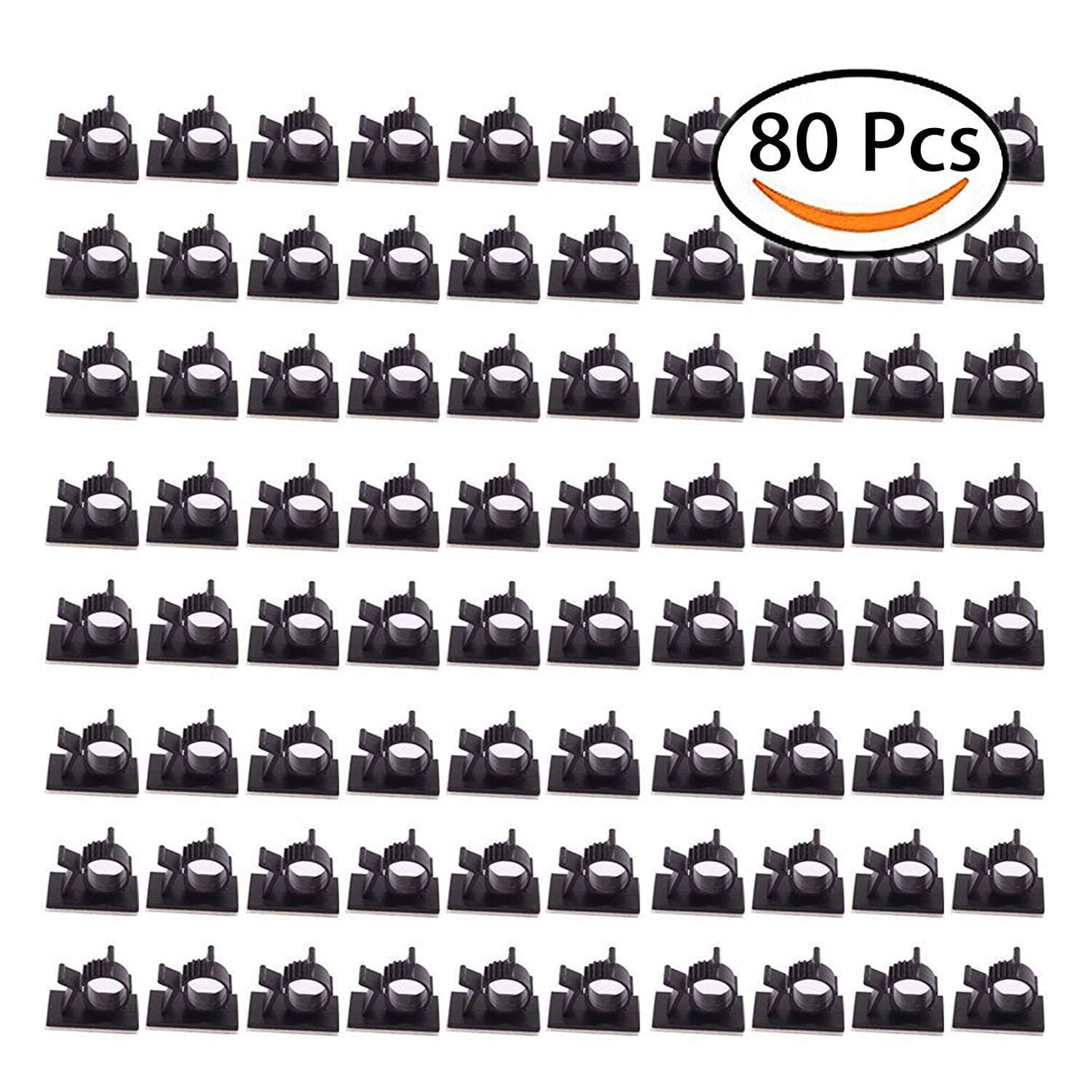 Tretree Cable Clips Self-Adhesive Backed, 80 Pcs Adjustable Nylon Wire Cable Wire Management Organizer Cable Tie Clamp Holder for Car, Office and Home
