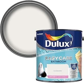 Dulux 500001 Easycare Bathroom Soft Sheen Emulsion Paint for Walls and Ceilings - Pure Brilliant White 2. 5 litres