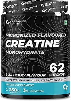 Carbamide Forte Creatine Powder | Creatine Monohydrate Powder 250g Blueberry Flavor For Lean Muscle, Strength & Energy | Gym Supplements For Men & Women- 250g