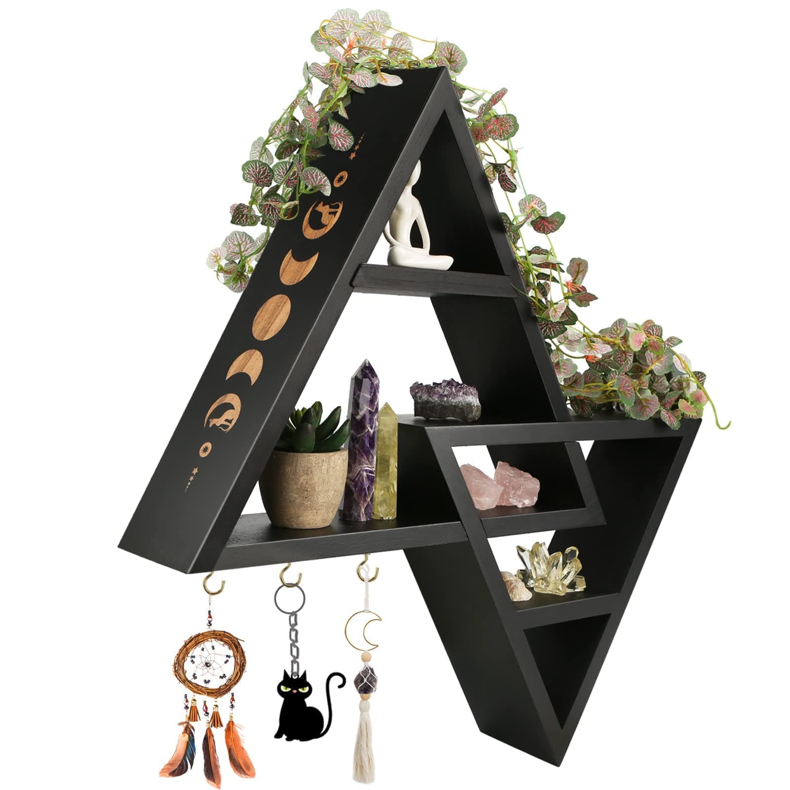 Triangle Shelf with Hooks