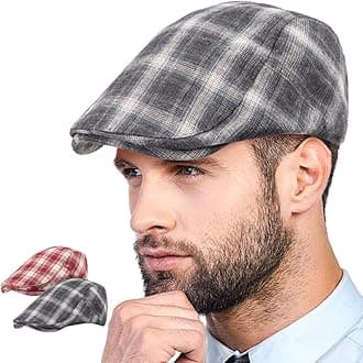 LADYBROLADYBRO 2Pack Unisex Flat Cap Newsboy Hats for Men Women, Scally Cap Summer Hat for golf
