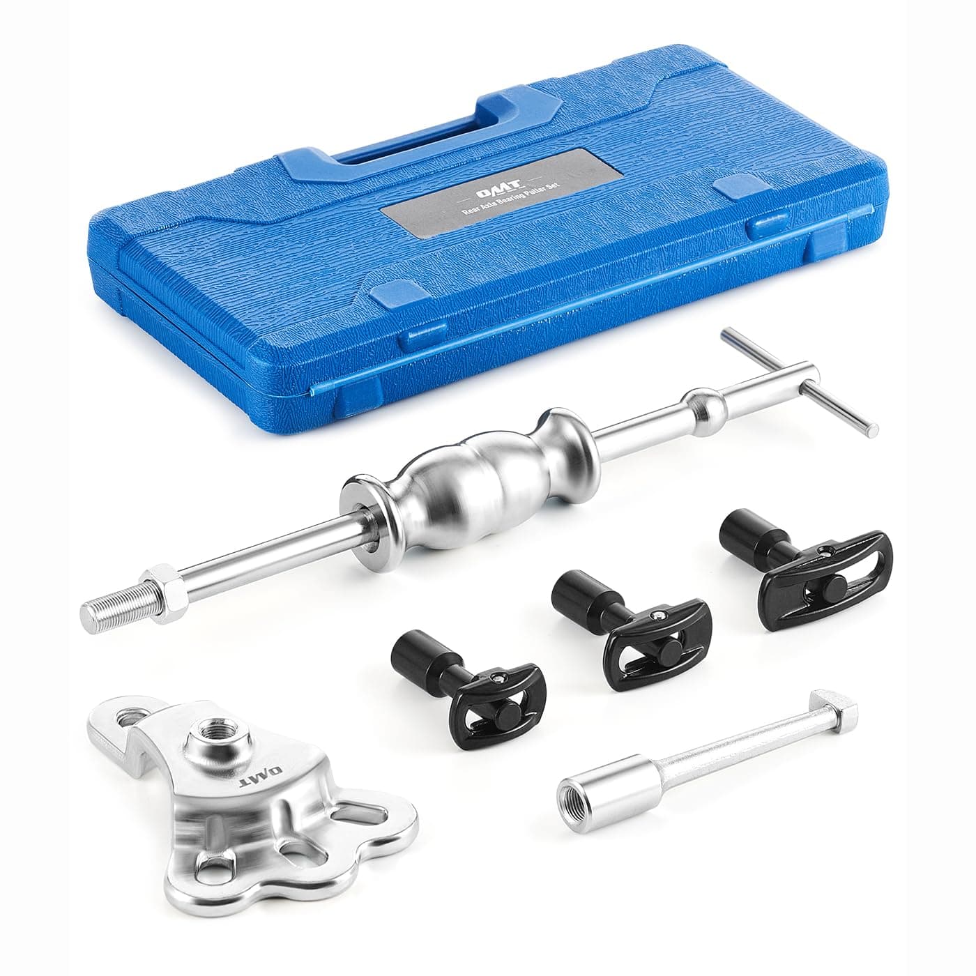 Orion Motor Tech Rear Axle Bearing Puller Tool Kit and Slide Hammer Set, Axle Seal and Bearing Remover Set with Slide Hammer Yoke and 3 Rear Axle Puller Adapters, 1-1/4" to 2-7/8" IDs