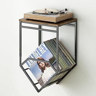 GILLAS Wall Mounted Turntable Stand with Storage, Vinyl Record Holder, Metal