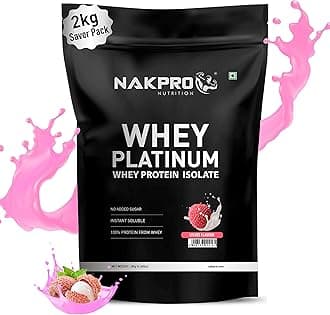 NAKPROPLATINUM 100% Whey Protein Isolate | 28.11g Protein, 6.42g BCAA | Easy Mixing, Low Carbs, Easy Digesting Whey Protein Supplement Powder for Men, Women & Athletes (2 Kg, Lychee)