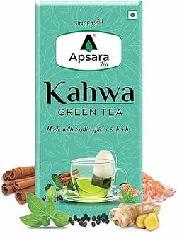 APSARA Detoxifying Kahwa Green Tea Bags - 72 Pack, Spiced Kashmiri Detoxifying Kahwa Green Tea, Natural Body Cleansing & Immunity Booster with Rock Salt, Tulsi, Cardamom, Cinnamon Tea