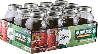 16oz Regular Mouth Jars with Lids & Bands 12 Pack Jars, Large Glass Mason Jar for Food Storage with airtight Lid, 0.125 Gallon Glass Jar with Lid and Bands, Set of 12