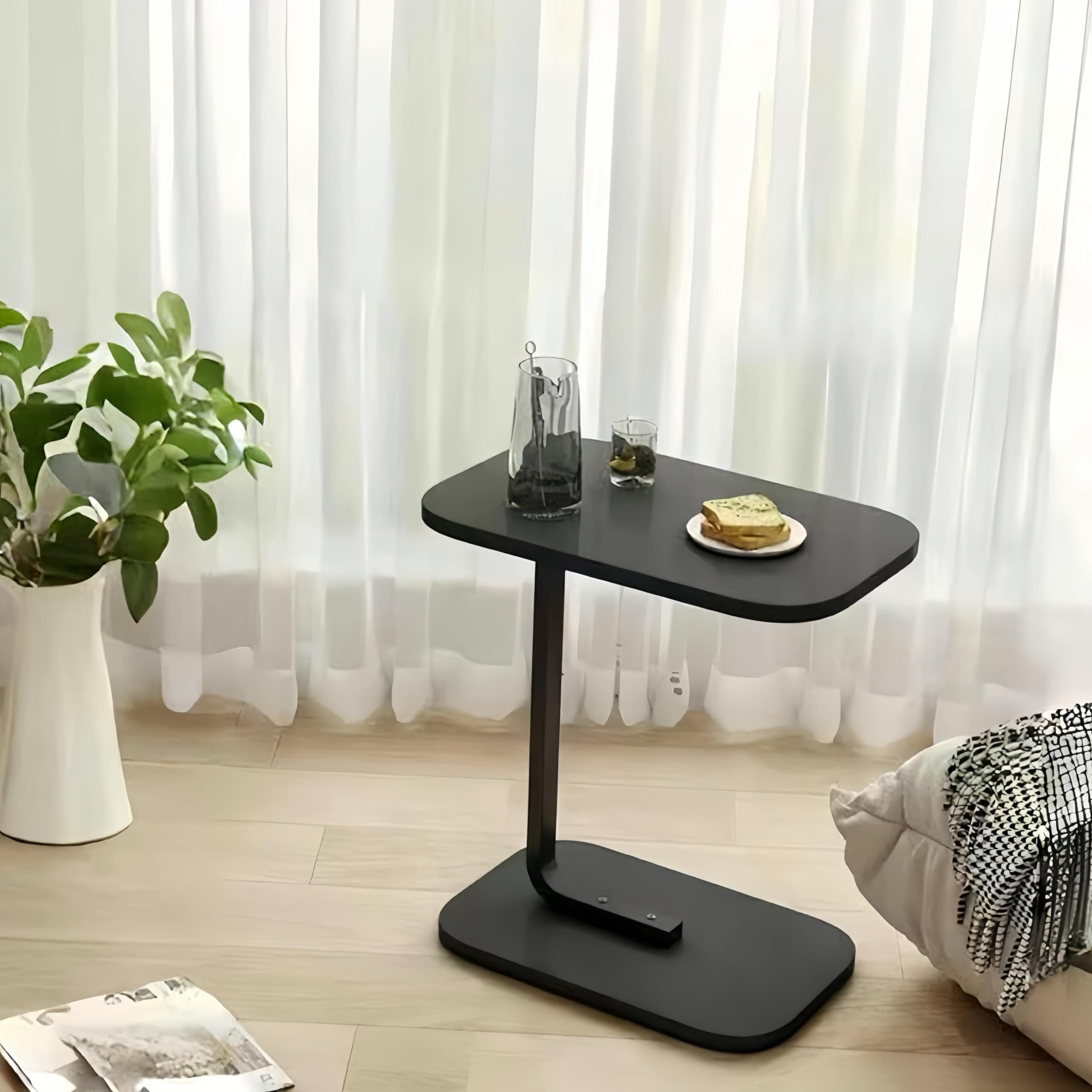 Sofa Side Table, Coffee Table,Bedside End Table,Home Side Tables for Small Spaces,Easy to Assemble, Portable Multi-Functional Nightstand (Black)