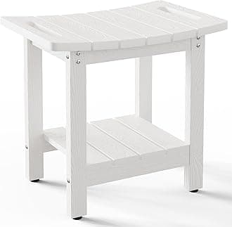 HIPS Shower Benches for Inside Shower, Shower Stool with Space-Efficient Storage Shelf, Waterproof Shower Chair Seat for Spa Bathroom(White)