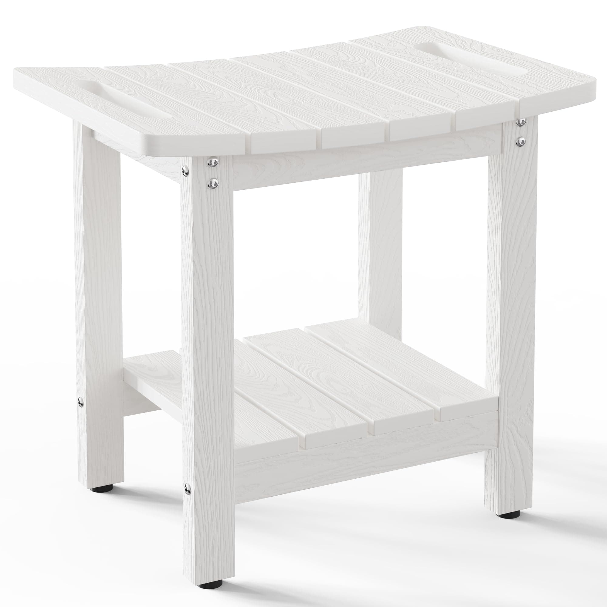 HIPS Shower Benches for Inside Shower, Shower Stool with Space-Efficient Storage Shelf, Waterproof Shower Chair Seat for Spa Bathroom(White)