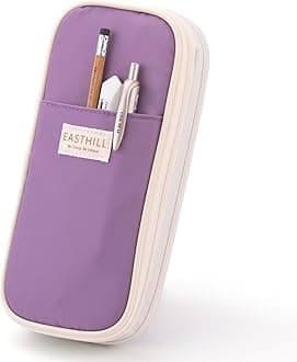 EASTHILL Big Capacity Pencil Case Large Pencil Pouch Stationery Pen Bag for Teen Girls, Purple, Zipper Pouch Style
