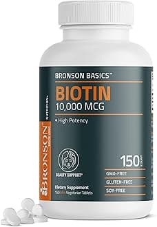 Biotin 10,000mcg, Supports Healthy Hair, Skin and Nails, Vegetarian, Non-GMO, 150 Tablets