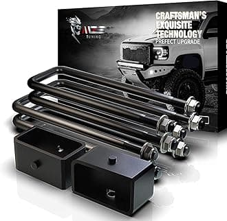 MZS Leveling Kit, 2 Inch Rear Lift Blocks Rear Lift Kit with Extended Square U Bolts Compatible with 2007-2026 Silverado 1500 / Sierra 1500 2WD 4WD