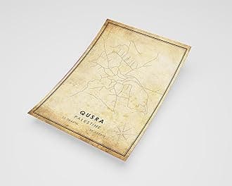 MG Global Rustic Poster of Qusra Palestine | 11x17 12x18 16x24 24x36 Vintage Unframed Print | Antique Hometown City Wall Art for Gift | Home Office Decor