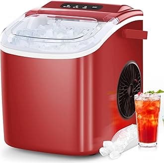 COWSAR Ice Makers Countertop, Portable Ice Maker Machine with Self-Cleaning, 26.5lbs/24Hrs, 6 Mins/9 Pcs Bullet Ice, Ice Scoop and Basket, Handheld Ice Maker for Kitchen/Home/Office/Party