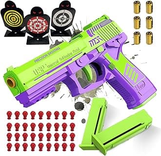Soft Bullet Toy Gun, Upgrade Fidget Gun Pistol Toys Guns, 12 Shell ejecting Soft Bullet Blaster with 40 Bullets for Boys (Cyberpunk)