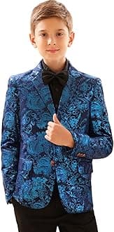 Boys Jacquard Suits Slim Fit Tuxedo Suit Notch Lapel 2 Pieces Suit Set Jacket Pants for Party Formal Wear