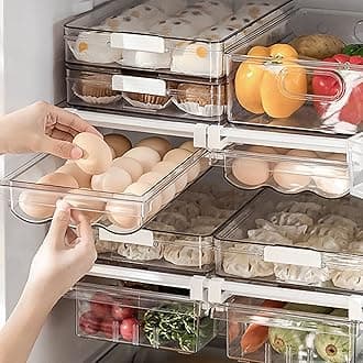 Refrigerator Organizer Bins - Large Capacity Egg Holder Tray for Refrigerator, Clear Plastic Container Drawer for Egg, Home Essentials Organization and Storage Box for Fridge Kitchen Cabinet Pantry