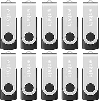 Enfain 32GB USB 2.0 Flash Drive 10-Pack - Swivel Design, Reliable Data Storage for Home, Office, School - Bulk USB Memory Sticks Compatible with PC, Laptop, Mac (Black)