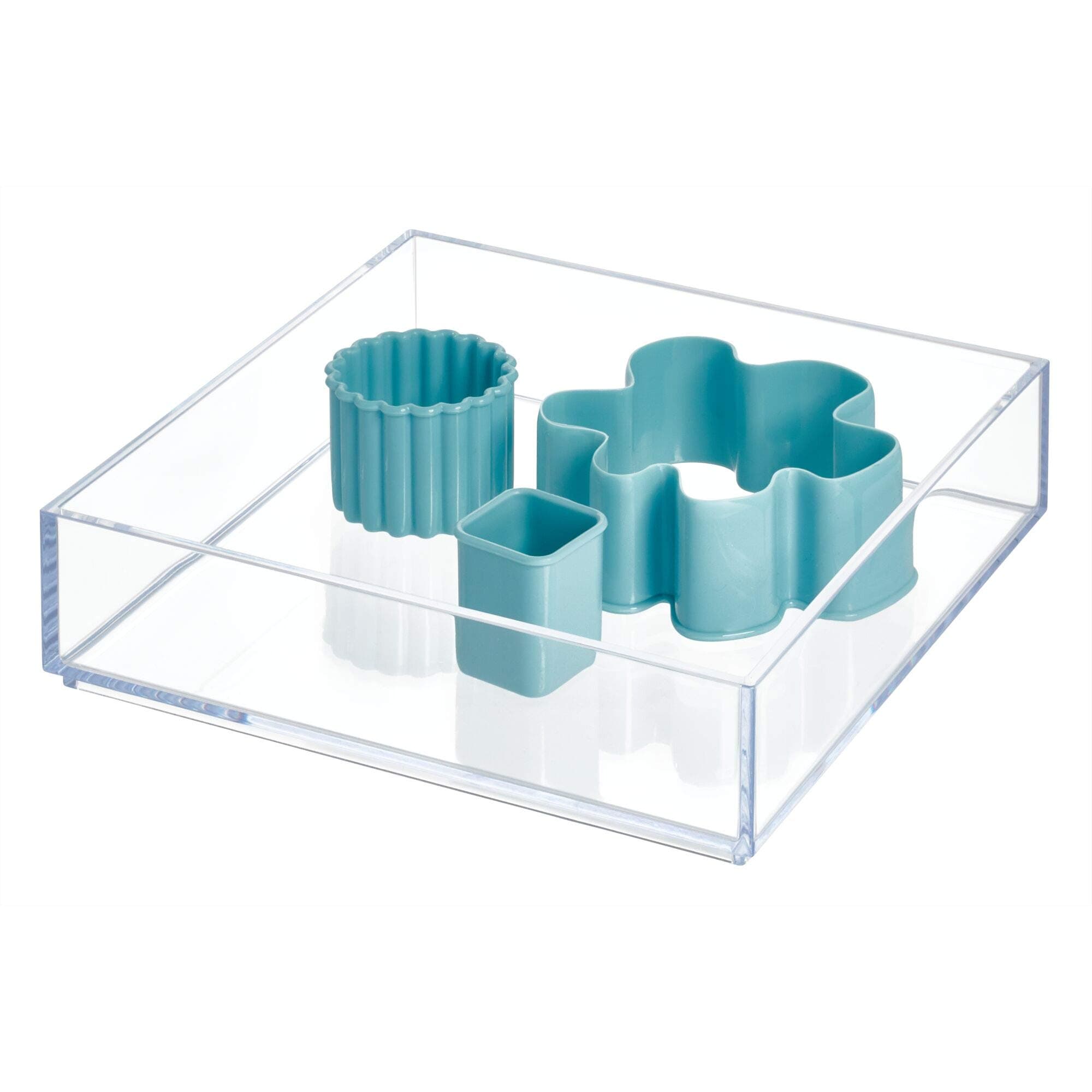 iDesign Clarity Kitchen Drawer Organizer for Silverware, Spatulas, Gadgets - Medium, 8" x 2", Clear