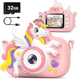 GREENKINDER Kids Digital Camera - 2.0 Inch IPS Screen, 20MP＆1080P Video Selfie Camera With 32GB Card - Birthday Christmas Toys for 3-12 Years Old Girls (Pink)
