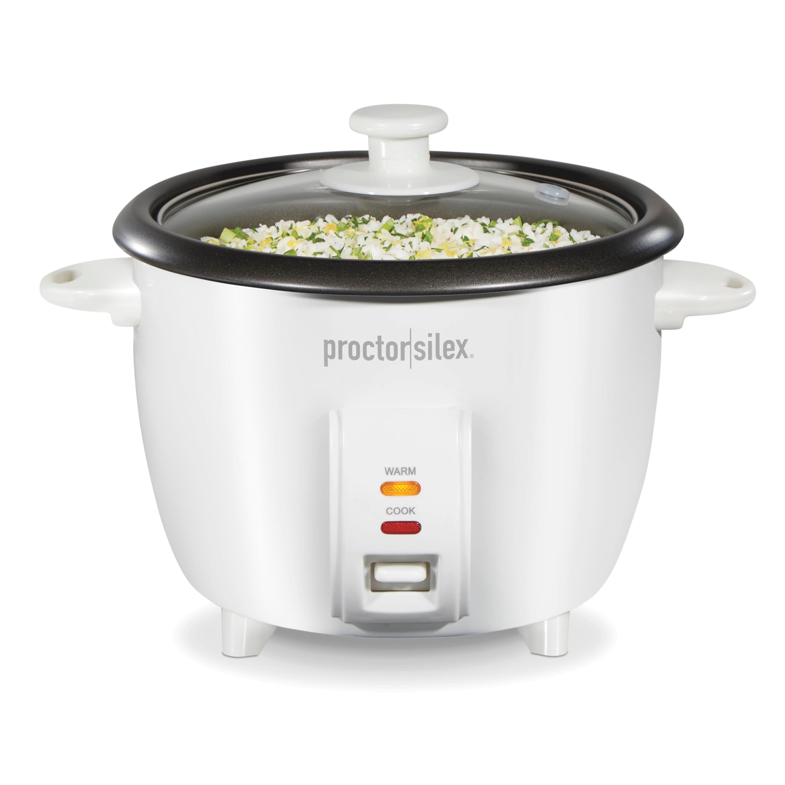 Proctor Silex Rice Cooker & Food Steamer, 10 Cups Cooked (5 Cups Uncooked), Includes Steam and Rinsing Basket, White (37533G)