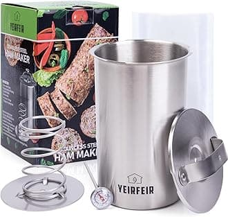 Meat Press for Deli Meats & Ham - 304 Stainless Steel Food-Grade Hamburger and Lunch Meat Maker Kit with Thermometer, 20 Cooking Bags&Recipes - Healthy Homemade Food Cooking Tool