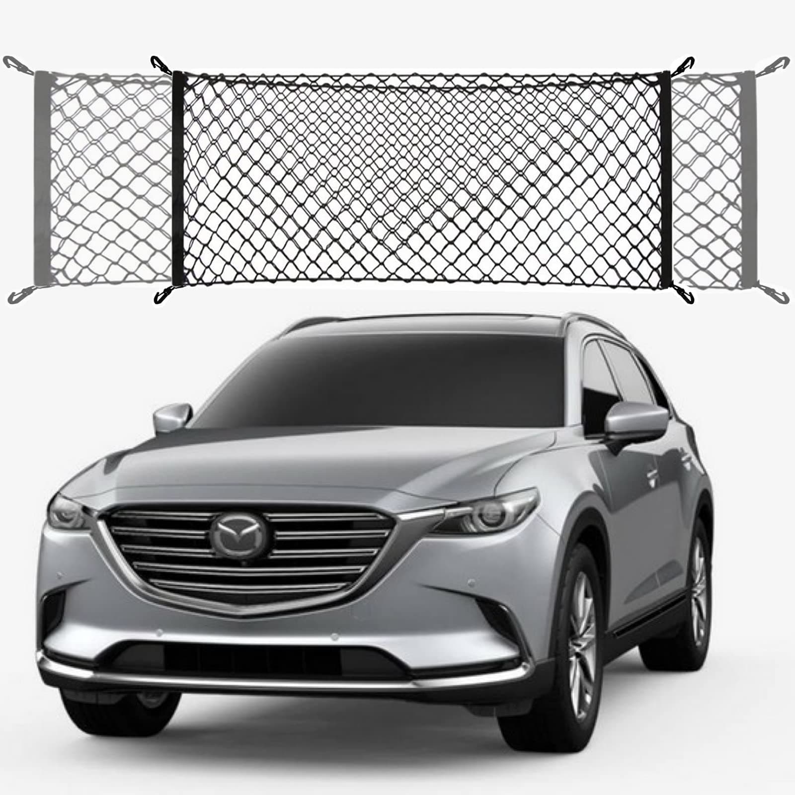 Envelope Style Trunk Cargo Net for Mazda CX9 CX-9 New 2026 2025 2024 2023 2022 2021 2020 2019 2018 2017 2016 2015 2014 2013 2012 2011 2010-2007 Car Rear Nylon Mesh Tailgate Netting