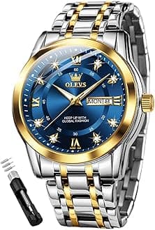 Mens Diamond Watch Luxury Business Dress Wrist Watches Quartz Stainless Steel Waterproof Luminous Day Date