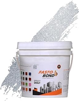 Resin Epoxy Grout - 1 Kg-3 Kg & 5 Kg - Full_Glitter-Sparkle Colors Tile Grout_Fastobond | 3 Components Only | Premixed Glitter For Uniform Finish (3 Kg, Sp. Silver), 1 Bucket