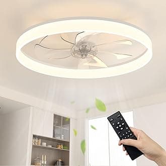 NIORSUN 60cm Ceiling Fans with Lights and Remote, 6 Speeds Modern Smart LED Ceiling Fan Light, 3000K-6500K Dimmable Quiet Fan Lights Ceiling for Bedroom Living Room Dining Room (White)