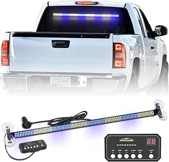 XRIDONSEN 35 inch Traffic Advisor Light Bar 144 LED Blue White Emergency Warn...