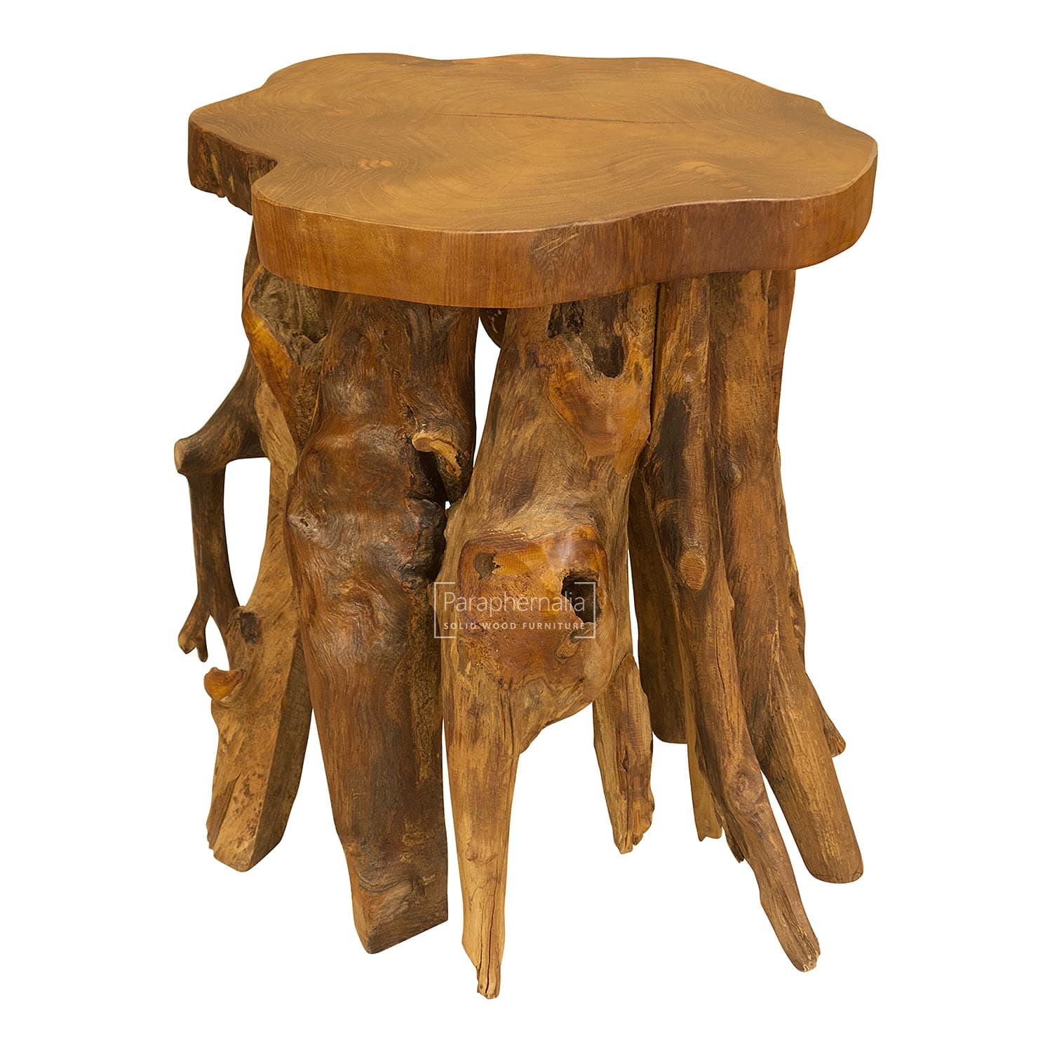 Solid Teak Tree Root Rustic Side Table - Natural Root Wood (Part of Our Solid Reclaimed Rustic Teak Root Wood Range)