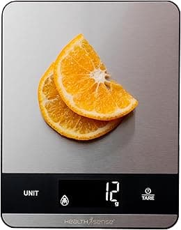 HealthSense Weight Machine for Kitchen, Kitchen Food Weighing Scale for Health, Fitness, Home Baking & Cooking with SS Platform, Touch Button, Tare Function & 1 Year Warranty – Chef-Mate KS 50