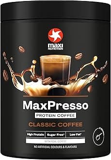 MaxiNutrition MaxPresso Coffee Classic, Protein Coffee, Whey Protein Powder, 22 g Protein per Serving, Sugar-Free & Low-Fat, Mix Warm or Cold