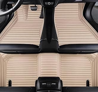 SARAHS Customized car Floor mats -Suitable for 99% of Cars, SUVs, and Trucks - car Pads to Protect Vehicle Interior Floor Accessories (Beige Horizontal Stripe)