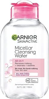 Garnier Micellar Cleansing Water, All-in-1 Makeup Remover and Facial Cleanser, For All Skin Types, 3.4 Fl Oz (100mL), 1 Count (Packaging May Vary)