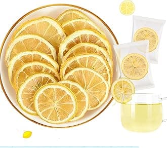 TEAERPKLAE Candied Lemon slices5.3zo/150g（About 45 Pieces），Cocktail garnishes for Drinks，Dried Lime Slices，Dehydrated Orange Slices，Freeze Dried Lemon，Each Piece is Individually Packaged