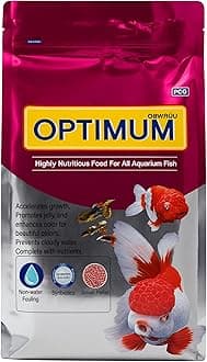 Optimum Fish Food - 1Kg (Small Pellet) | Highly Digestible & Added with Corn Protein Meal & Fish Oil | Highly Nutritious Fish Food for All Aquarium Fish with Free Key Ring