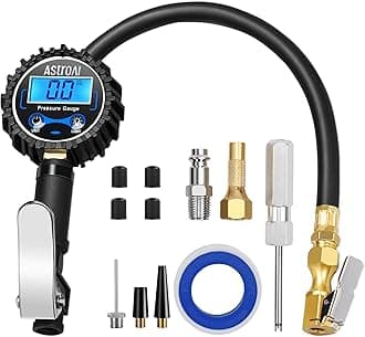 Digital Tyre Inflator with Pressure Gauge, 0.1 Display Resolution 250 PSI Air Chuck and Compressor Accessories Heavy Duty with Rubber Hose and Quick Connect Coupler