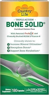 Bone Solid - Bone Health Supplement with Microcrystalline Hydroxyapatite (MCHA), Calcium, Magnesium, Zinc, Vitamins K2 & D3 for Enhanced Bone Strength & Metabolism - 180 Capsules
