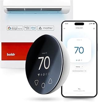 Boldr Klima Smart Thermostat for Air Conditioners, Window A/C, Mini Splits & Heat Pumps - Alexa & Google Home Compatible, WiFi Control App, Energy Saving, Easy DIY Install, Aluminum Silver