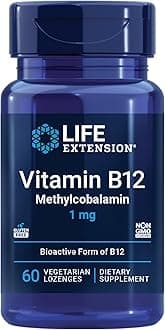 Life Extension Vitamin B12 Methylcobalamin, Nerve Health Supplement, Cognitive Support, Energy Vitamin, methylcobalamin B12, 1 mg, Quick-Dissolving, Vegetarian, 60 lozenges