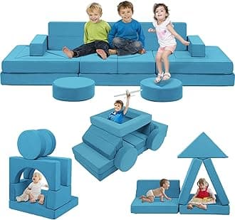 22Pcs Modular Kids Play Couch - Kids Couch for Playroom Bedroom Living Rooms Toddler Sofa for Inspiring Child Creativity，Children Convertible Foam Sofa
